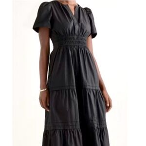 100% QUINCE Organic Cotton Poplin Tiered Maxi Dress Size Medium